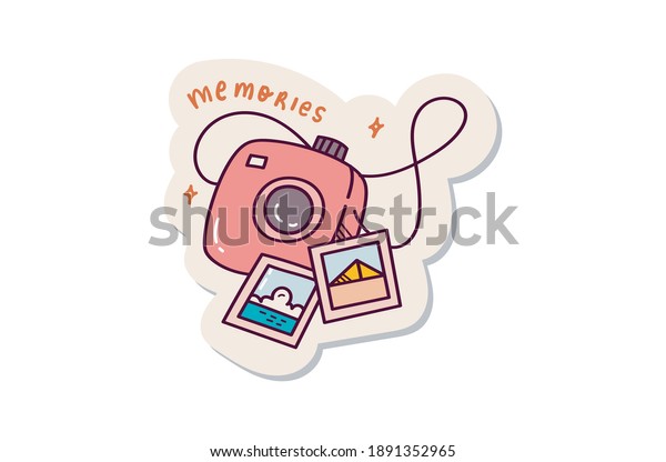 Cute Vintage Camera Sticker Design Stock Vector Royalty Free