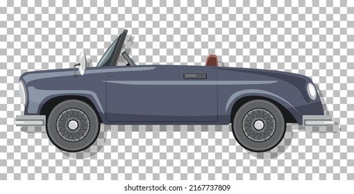 Cute vintage car on grid background illustration