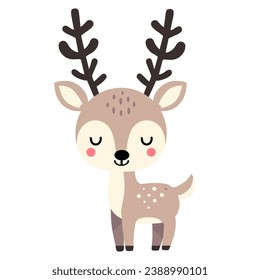 Cute vintage Christmas Reindeer Cartoon vector illustration.