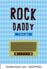 cute vintage classic radio father day greeting card vector