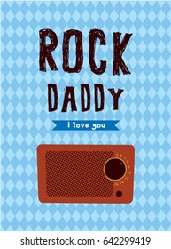 cute vintage classic radio father day greeting card vector