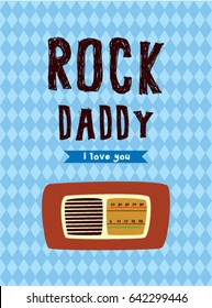 cute vintage classic radio father day greeting card vector