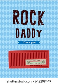 cute vintage classic radio father day greeting card vector