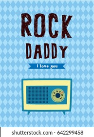 cute vintage classic radio father day greeting card vector