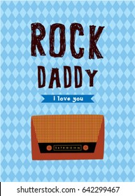 cute vintage classic radio father day greeting card vector