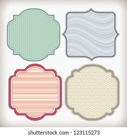 Cute Vintage colorful labels with various pattern surface isolated on light background