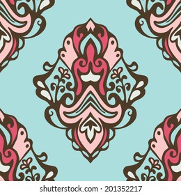 Cute Vintage damask seamless Vector Floral vignette