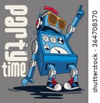cute vintage dancer robot, party, vector