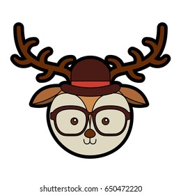 cute vintage deer face cartoon