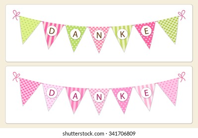 Cute vintage festive bunting Danke (Thank You in German) in shabby chic style