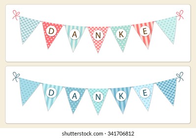 Cute vintage festive bunting Danke (Thank You in German) in shabby chic style