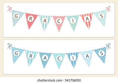 Cute vintage festive bunting Gracias in shabby chic style