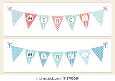 Cute vintage festive bunting Merci in shabby chic style