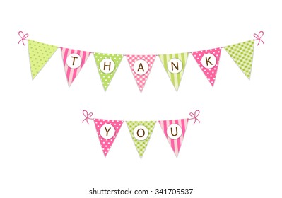 Cute vintage festive bunting Thank You in shabby chic style