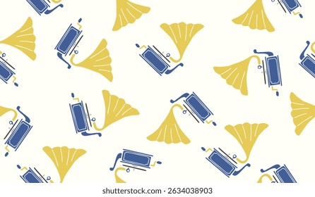 Cute vintage gramophone pattern background vector design