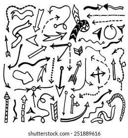 Cute vintage hand drawn arrows made in vector. Beautiful fully editable business design element.