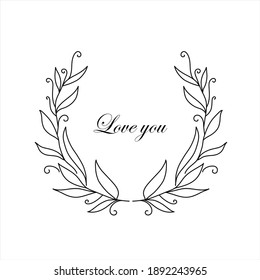 Cute vintage hand drawn decorative floral doodle laurel wreath. vector frame illustration. best for invitation greeting card logo or social media design template