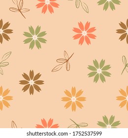 Cute vintage hand drawn flower pattern for wallpaper,gift wrapping,packaging seamless vector background design 
