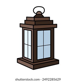 Cute vintage lantern. Hand drawn vector illustration.