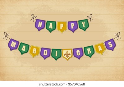 Cute vintage Mardi Gras bunting flags