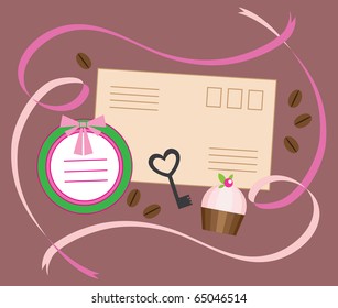 cute vintage objects. vector illustration