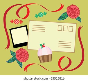 cute vintage objects. vector illustration