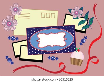 cute vintage objects. vector illustration