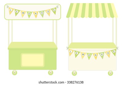 Cute vintage play stands LEMONADE with textured bunting flags with letters