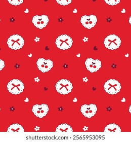 Cute vintage red Ribbon Bow Seamless Pattern
