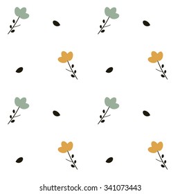 cute vintage retro pastel flowers seamless vector pattern background illustration