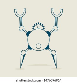 Cute vintage robot. Robotics industry relative image. Cartoon person