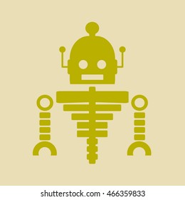 Cute vintage robot skeleton. Robotics industry relative image.