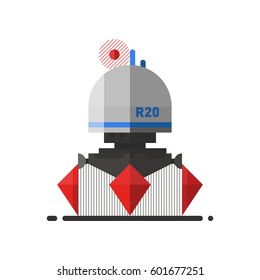 Cute vintage robot technology machine future science toy and cyborg futuristic design robotic element icon character vector illustration.