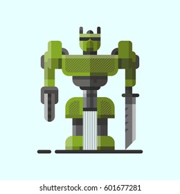 Cute vintage robot technology machine future science toy and cyborg futuristic design robotic element icon character vector illustration.