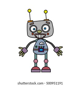 Cute vintage robot. Vector illustration