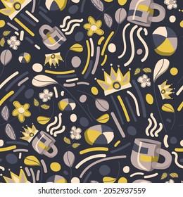 Cute vintage seamless pattern. Hand drawn vector illustration for your design.Textile, packaging, blog decoration, banner, poster, wrapping paper.
