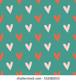 Un lindo patrón vintage sin fisuras de corazones dibujados a mano para el diseño del día de San Valentín