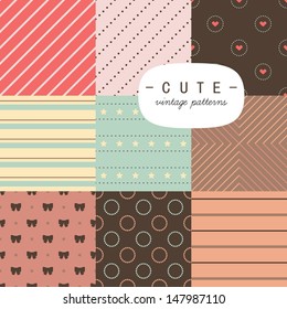 Cute vintage seamless patterns set (vector version)