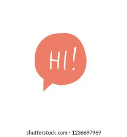 Cute vintage speech bubble whith Hi word. Element for messenger.