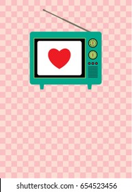 cute vintage television card vector