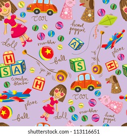 cute vintage toys background, suitable for wrapping paper