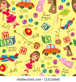 cute vintage toys background, suitable for wrapping paper