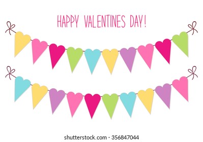 Cute vintage Valentines Day heart shaped bunting flags ideal as greeting card or banner etc