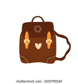 Cute vintqge backpack isolated on white background. Vector illustration in a flat style