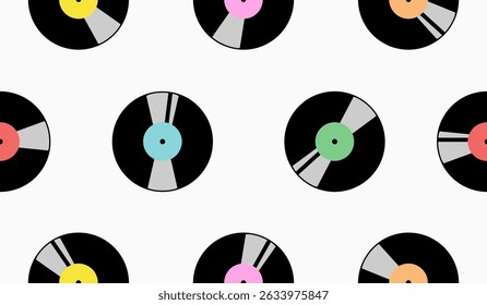 Design de vetor de fundo de padrão de música de vinil bonito