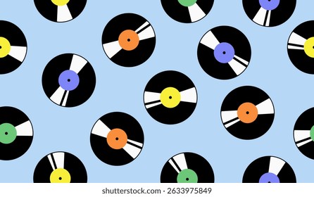 Cute vinyl music pattern background vector design