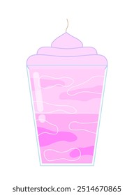 Vela violeta bonita. Luz de vela rosa no frasco de vidro. Aromaterapia, relaxamento, bem-estar e descanso. Cera e parafina. Adesivo de mídia social. Ilustração de vetor plano isolada no plano de fundo branco