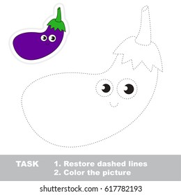 Cute Violet Egg Plant. Dot to dot educational game for kids.