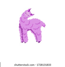 Cute violet lama. Vector image