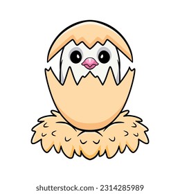 Cute violet love bird cartoon inside from egg